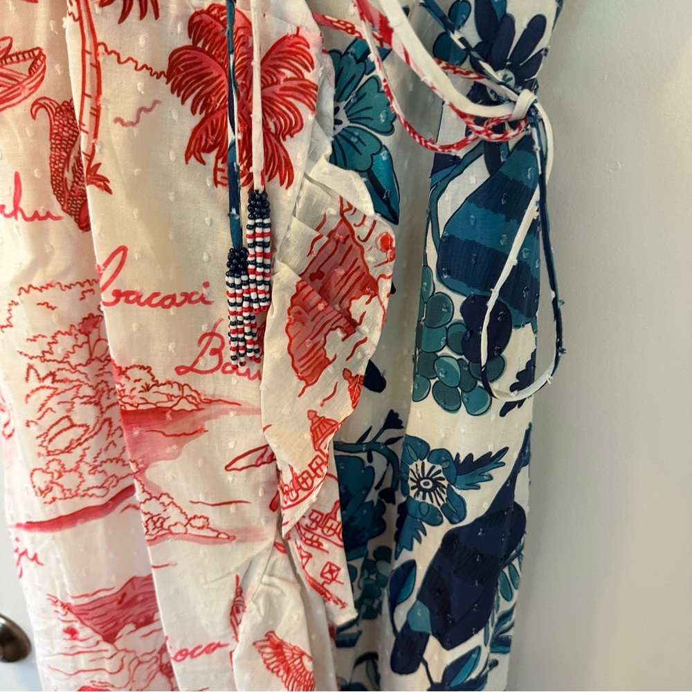Farm Rio Dual White Prints Wrap Dress - Picture 5 of 10